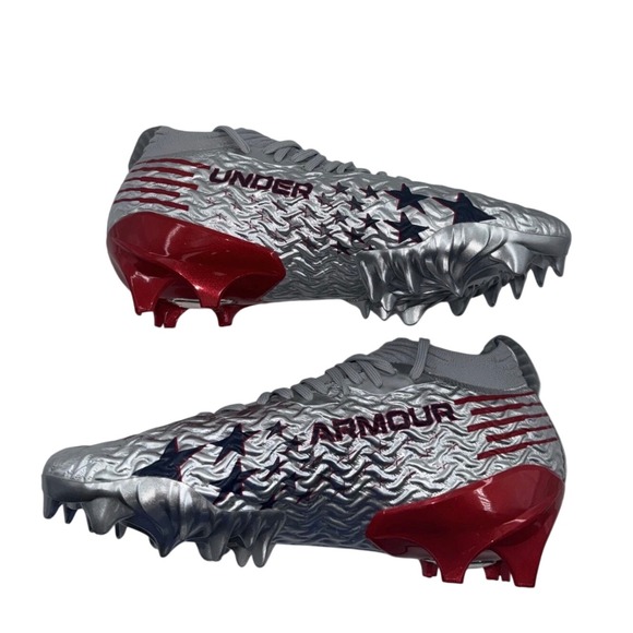 UNDER ARMOUR Football Cleats Mens Silver American‎ Flag Stars Stripes size 12